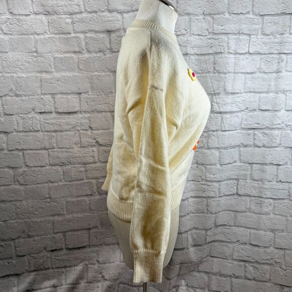 Over Kleshas Knitted Flower Sweater Womens Large / XL Pullover Daisies NWT - Picture 3 of 8